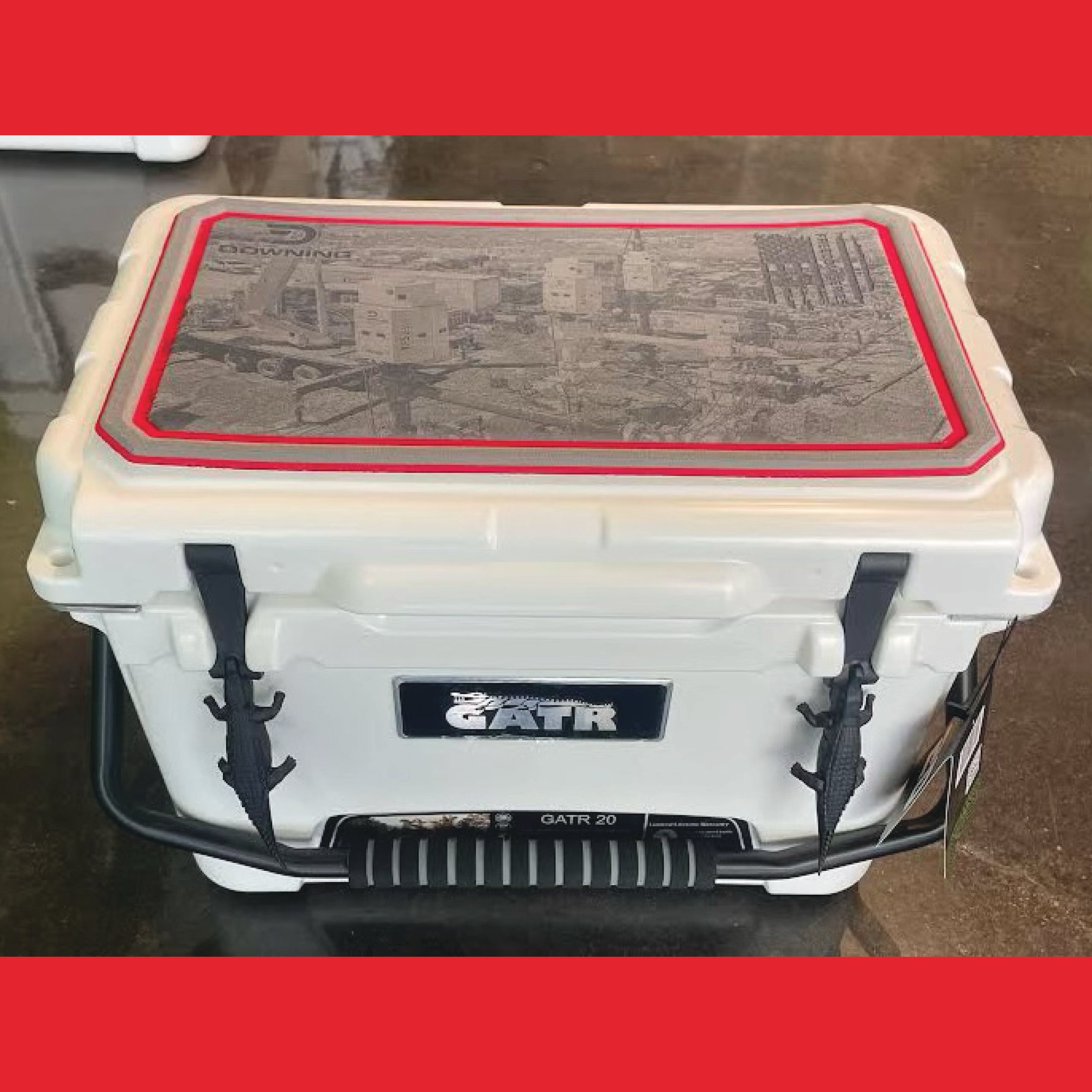 GATR 20 Cooler with Custom Engraved Cooler Pad White Downing Swag