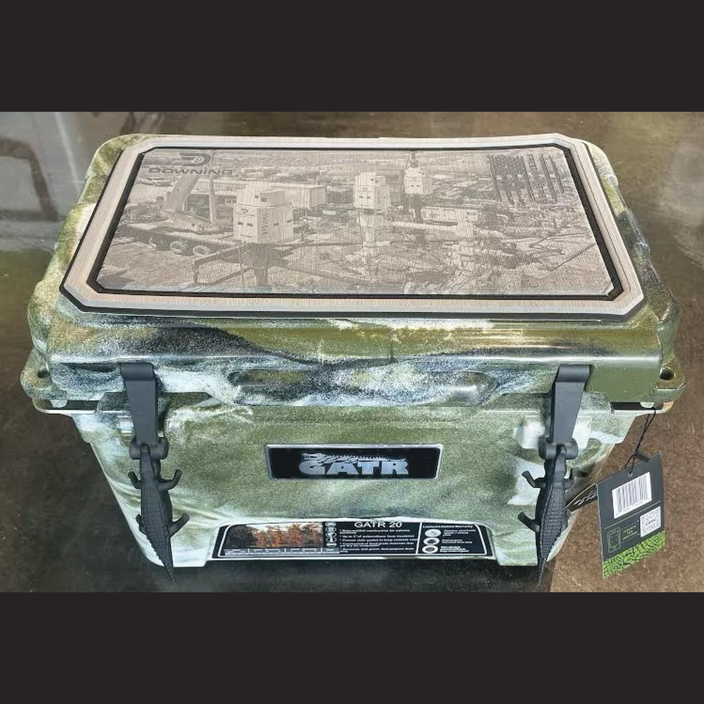 GATR 20 Cooler with Custom Engraved Cooler Pad Desert Camo
